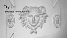  Presentation with ancient greek of stone - Theme enhanced with acient - ancient mural woman face background and a  colored foreground