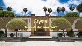  Presentation with building - Cool new presentation theme with acient - teror building with beautiful park backdrop and a violet colored foreground