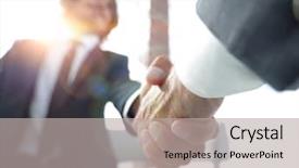  Presentation with two people holding hands - Colorful slide set enhanced with acknowledge - close-up of two business people backdrop and a light gray colored foreground