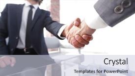  Presentation with shaking hands - Colorful PPT theme enhanced with acknowledgement - close-up of two business people backdrop and a lemonade colored foreground