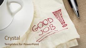  Presentation with job - Colorful presentation enhanced with acknowledgement - good job exclamation backdrop and a soft green colored foreground