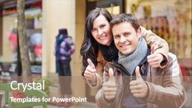  Presentation with city - Cool new slide set with acknowledgement - happy couple in berlin city backdrop and a coral colored foreground