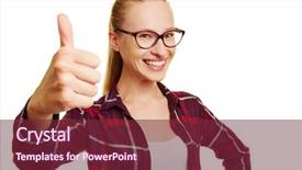  Presentation with student - Amazing PPT layouts having acknowledgement - happy female smiling student holding backdrop and a violet colored foreground