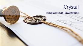 Presentation with wax - Colorful slide deck enhanced with acknowledgement - old notarial wax stamp backdrop and a sky blue colored foreground