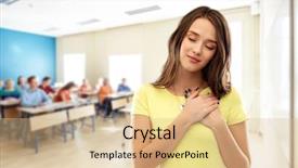  Presentation with heart education - Amazing PPT theme having acknowledgement - school education and sincere emotions backdrop and a coral colored foreground