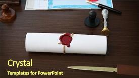  Presentation with old scroll - Amazing presentation design having acknowledgement - tied scroll with old notarial backdrop and a wine colored foreground