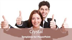  Presentation with two people holding hands - Audience pleasing PPT layouts consisting of acknowledgement - two happy young business people backdrop and a coral colored foreground