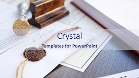  Presentation with wax - PPT theme with acknowledgement - wax seal stamp and documents background and a sky blue colored foreground
