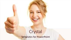  Presentation with rating - Slide deck with acknowledgement - young blond woman holds her background and a lemonade colored foreground