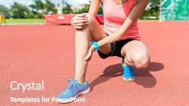 Presentation with woman sport - PPT theme having acls - sport woman getting hurt background and a coral colored foreground