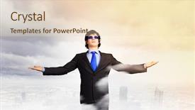  Presentation with businessman standing on maze - Presentation design enhanced with acme - image of powerful businessman standing background and a lemonade colored foreground