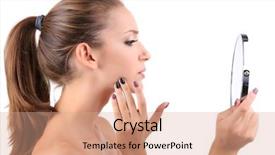  Presentation with acne - Presentation theme consisting of acne - beautiful girl preens before small background and a coral colored foreground