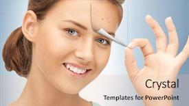  Presentation with acne woman - Slides enhanced with acne - bright closeup portrait picture background and a lemonade colored foreground