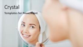  Presentation with acne woman - Presentation theme consisting of acne - face of young beautiful healthy background and a sky blue colored foreground