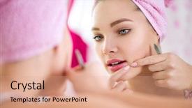  Presentation with teen girl - Cool new PPT theme with acne - ugly problem skin girl teen backdrop and a coral colored foreground