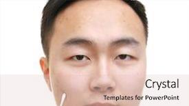  Presentation with acne vulgaris - Amazing PPT theme having acne vulgaris - young asian man with problem backdrop and a  colored foreground