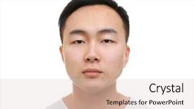  Presentation with skin - Beautiful presentation theme featuring acne vulgaris - young asian man with problem backdrop and a lemonade colored foreground