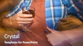  Presentation with iv infusion iv bottle - Colorful presentation theme enhanced with acohol - close-up of man with wineglass backdrop and a tawny brown colored foreground