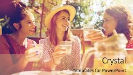  Presentation with summer celebration - PPT theme enhanced with acohol - friendship holidays celebration people background and a coral colored foreground