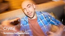  Presentation with drinking glass - Beautiful slide set featuring acohol - young man drinking wine blurred backdrop and a coral colored foreground