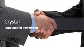  Presentation with shaking hands - Theme featuring acomplishments - close-up of businessmen in suits background and a  colored foreground