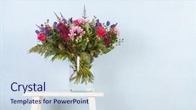  Presentation with flowers - Beautiful theme featuring aconitum - detail mixed bouquet flowers backdrop and a sky blue colored foreground