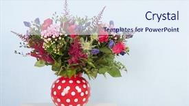  Presentation with flowers vase - Audience pleasing PPT theme consisting of aconitum - red dotted vase with mixed backdrop and a  colored foreground