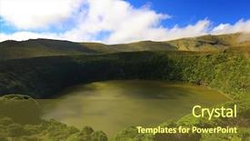  Presentation with island - Slide deck featuring acor - lagoa fonda flores island azores background and a tawny brown colored foreground