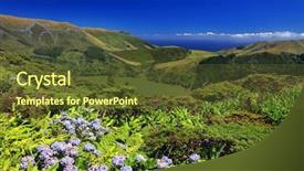  Presentation with island - Cool new presentation theme with acor - lagoa funda flores island azores backdrop and a tawny brown colored foreground