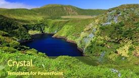  Presentation with island - Audience pleasing PPT layouts consisting of acor - lake comprida on flores island backdrop and a  colored foreground