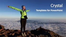 Presentation with volcano - Presentation having acor - young girl photographer on pico background and a ocean colored foreground