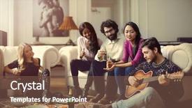  Presentation with friends - Presentation theme enhanced with acoustic - friends playing a song background and a tawny brown colored foreground