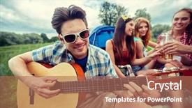  Presentation with rural tourism people adventure - PPT theme with acoustic - travel tourism hike leisure background and a coral colored foreground