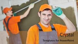  Presentation with value of funeral service - Slide deck with acoustic buildings - plaster service portrait of male background and a gold colored foreground