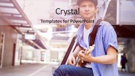  Presentation with city buildings - Presentation theme with acoustic buildings - young musician with guitar background and a  colored foreground