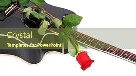  Presentation with rose flower - PPT theme featuring acoustic-guitar-and-red-rose background and a tawny brown colored foreground