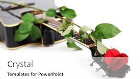  Presentation with rose flower - Beautiful slide deck featuring acoustic-guitar-and-red-rose backdrop and a white colored foreground