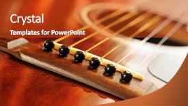  Presentation with strings - Beautiful slides featuring acoustic guitar bridge and strings backdrop and a crimson colored foreground