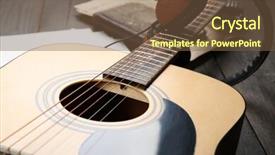 Presentation with border of music notes - Beautiful PPT layouts featuring acoustic guitar headphones musical notes backdrop and a tawny brown colored foreground