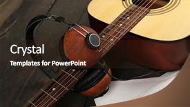  Presentation with border of music notes - Theme featuring acoustic guitar headphones musical notes background and a wine colored foreground