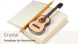  Presentation with old book - Theme with acoustic-guitar-model-lies background and a lemonade colored foreground