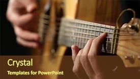  Presentation with acoustic - PPT theme consisting of acoustic guitar on dark background and a tawny brown colored foreground