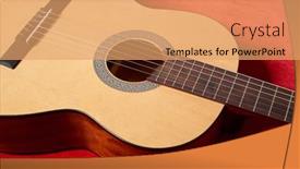  Presentation with acoustic - Colorful slide deck enhanced with acoustic guitar on red velvet fabric closeup object backdrop and a coral colored foreground