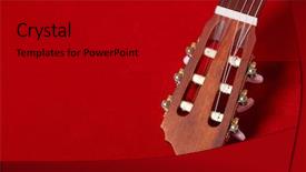  Presentation with acoustic - PPT layouts with fretboard - acoustic guitar on red velvet background and a black colored foreground
