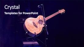  Presentation with acoustic - PPT theme consisting of acoustic guitar on stand background and a navy blue colored foreground
