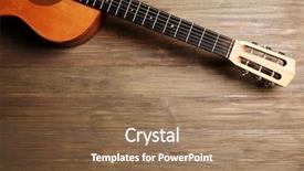  Presentation with acoustic - Presentation theme consisting of acoustic guitar on wooden background background and a coral colored foreground