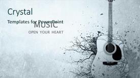  Presentation with work heart - Colorful slide deck enhanced with acoustic guitar with leafless tree backdrop and a sky blue colored foreground