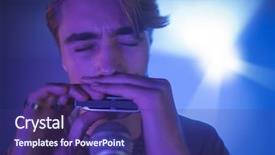  Presentation with acoustic - Amazing PPT layouts having acoustic noise - close up of male musician backdrop and a violet colored foreground