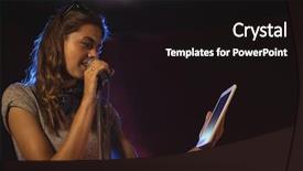  Presentation with singer - Audience pleasing slide deck consisting of acoustic noise - confident female singer holding digital backdrop and a black colored foreground