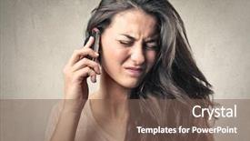  Presentation with noise - Slides having acoustic noise - portrait of annoyed girl background and a violet colored foreground